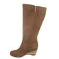 large size brown cowhide women long boots elegant lady high heel boots